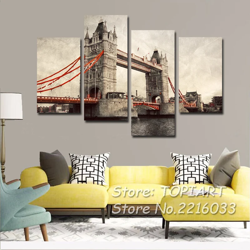 4 Panel Vintage Home Decor City Landmark Wall Picture London Tower ... 4 Panel Vintage Home Decor City Landmark Wall Picture London Tower ...