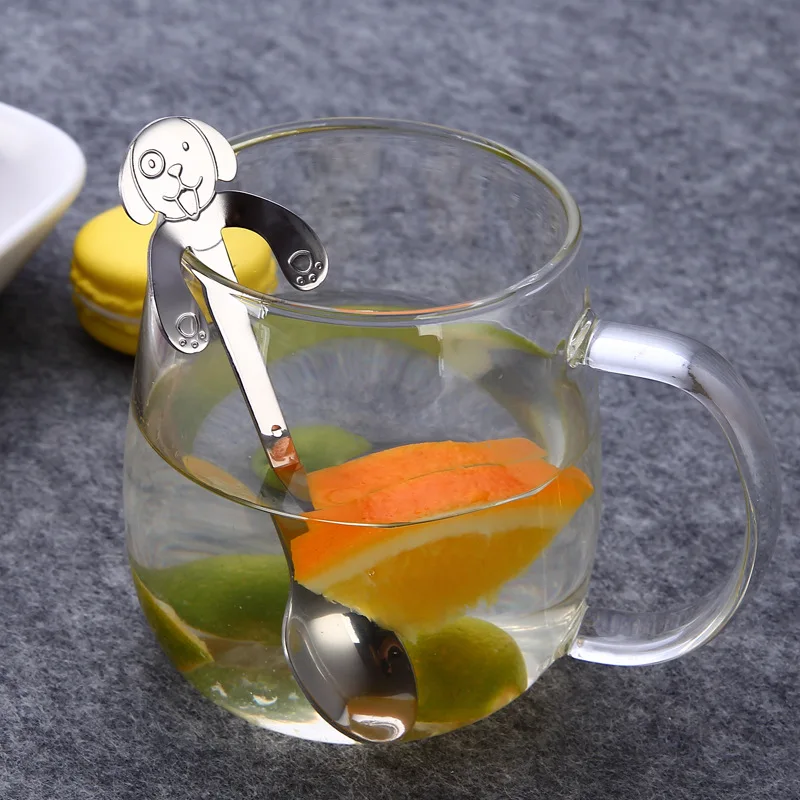 

Stainless Steel Coffee Tea Spoon Mini Dog Silver Cute Cartoon Handle Dessert Spoon Long Handle Iced Tea Cutlery Drinking Tools