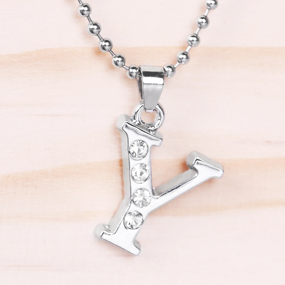 5 Pcs Zircon Initial Alphabet Letter Silver Necklace Personalized Statement Pendant Women Fashion Charms Party Jewelry 25*21mm | Украшения