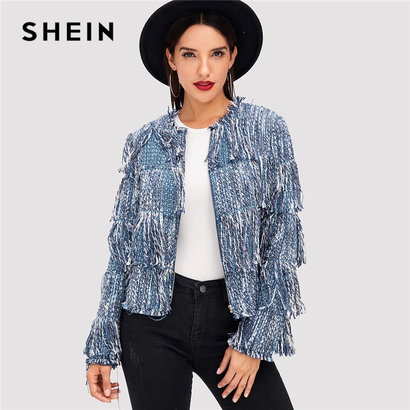 Buy SHEIN Blue Office Lady Highstreet Open Front