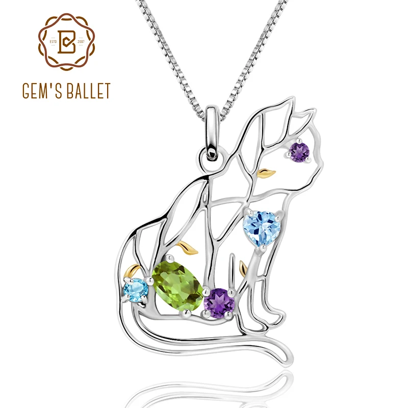 Женский кулон с аметистом GEM'S BALLET ожерелье из серебра 925 пробы натуральным