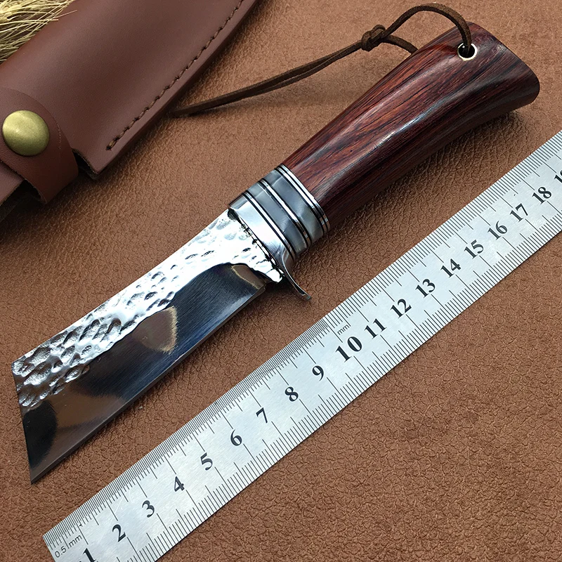 

New EDC hunting knife hand-made high hardness Fixed blade Redwood handle outdoor Knives survival tools Camping faca sharp messer
