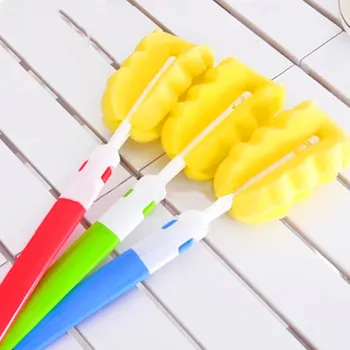 

1pcs New Spin Sponge Baby Bottle Brush Newborn Feeding Milk Bottle Nipple Washing Brush Cleaner Cleaning Tool Random Color