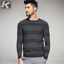 KUEGOU 2017 Autumn And Winter Striped Sweater O neck Cotton Leisure Knitting Mens winter Sweaters gifts