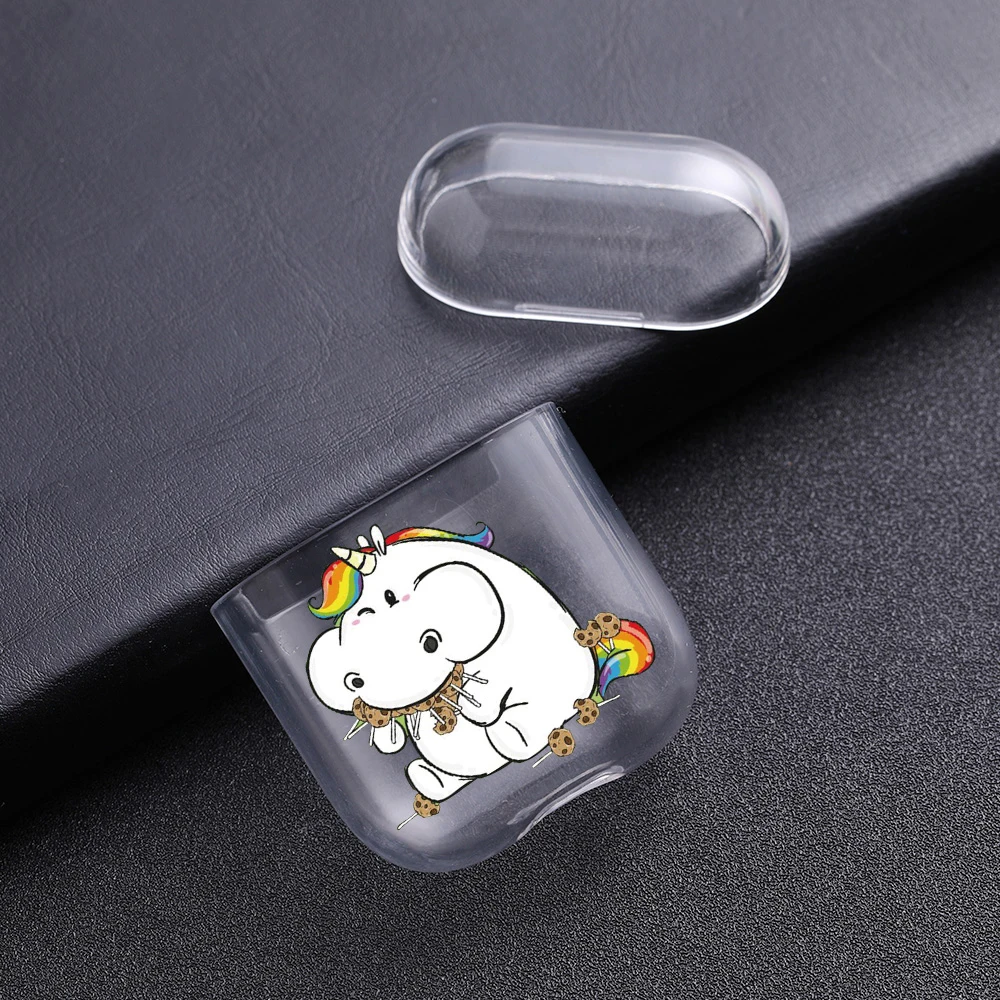 Чехол s для Airpods милый Единорог окрашенные Прозрачные Жесткие ПК чехлы чехол AirPods
