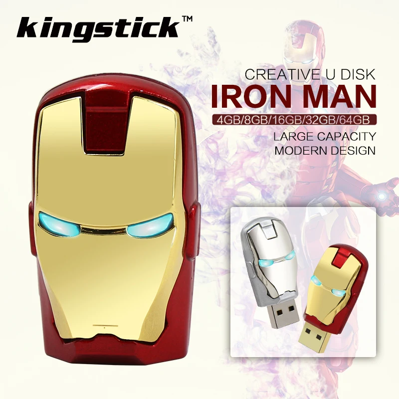 

Iron Man pendrive USB Flash Drive Pen Drive64GB 32GB 16GB 8GB 4GB Pendrive Flash Card Memory Stick Drives Fashion Avengers