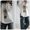 2022 Winter Original Casual T Shirt Women Loose Vintage Style Irregular Hem Cotton Linen V-neck Plus Size Tops Harajuku T-shirt ► Photo 3/6