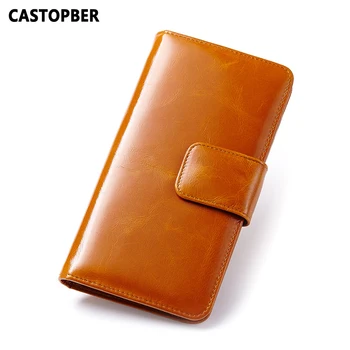 

Genuine Leather Oil Wax Passport Wallet Cover Case Leather Designer Fashion Women Wallets Card Holder Purse High Quality Men Bag
