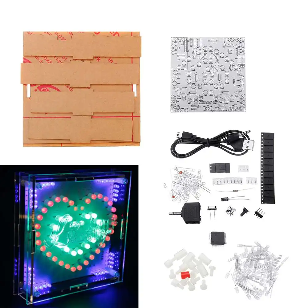 

NEW DIY Full Color Heart-shaped LED Electronic Kit PCB Circuit Board Kit With Shell Module