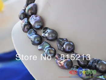 

ddh00625 2Strands BLACK BAROQUE KESHI REBORN PEARL NECKLACE