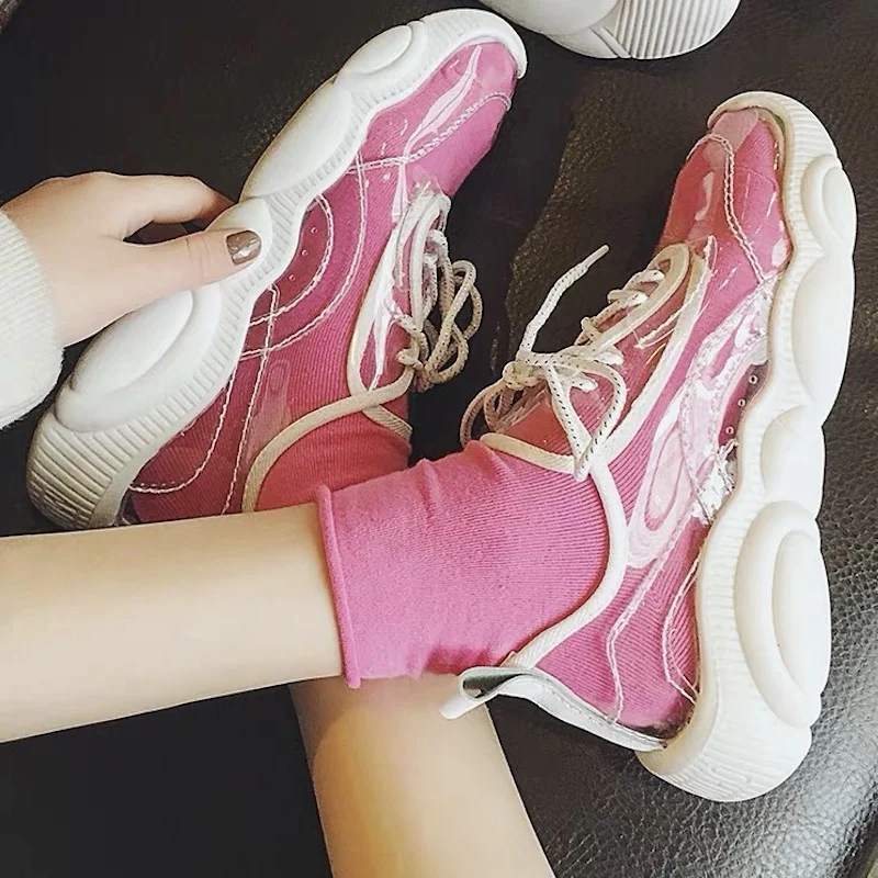 

Ladies Causal vulcanized Shoes Women Chunk Sneakers Female Trainers Dad Shoes Transparent Shoe Upper Chaussure Femme