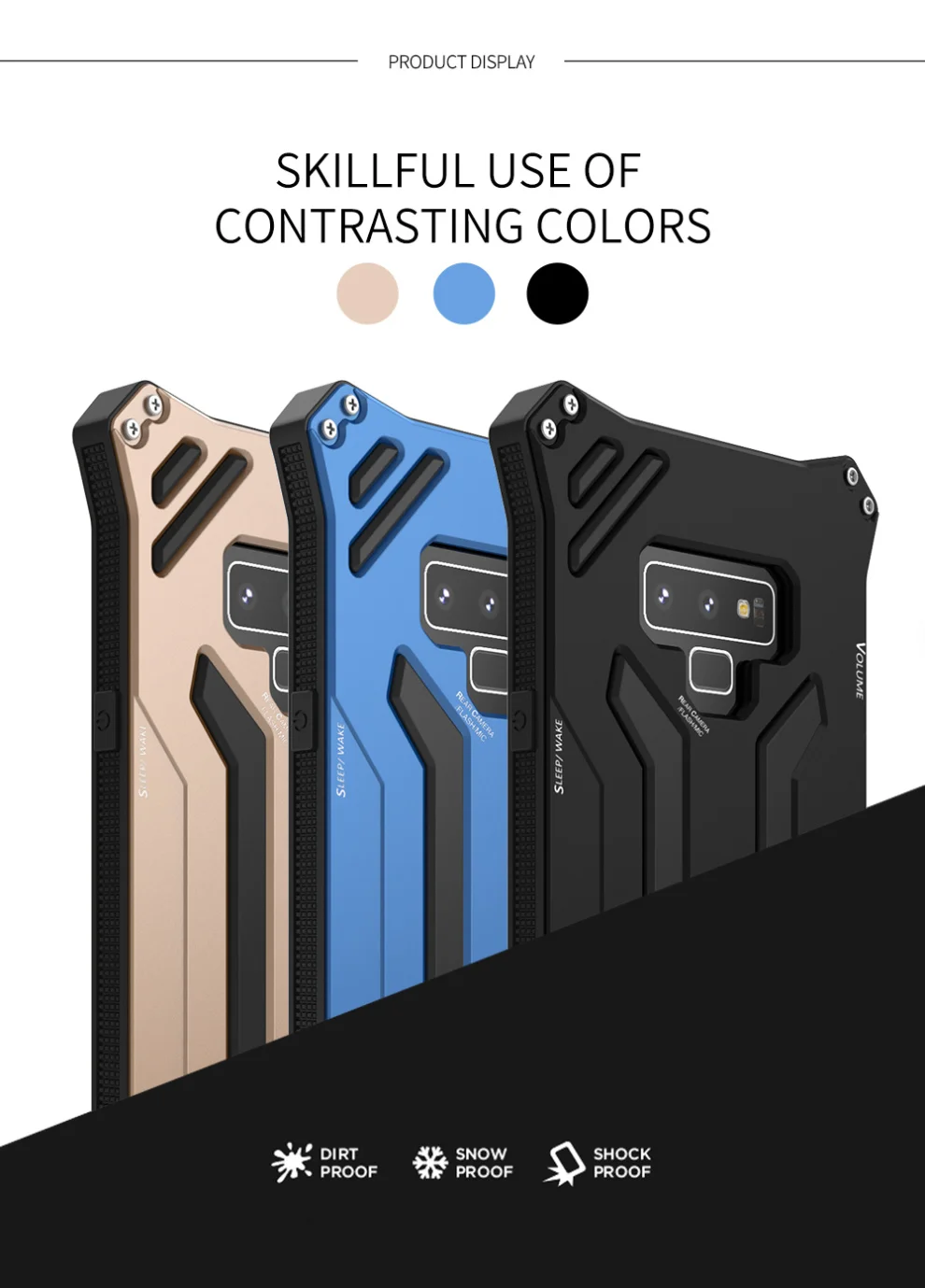 R-Just Gundam Water-resistant Shockproof Dirt-proof Snow-proof Premium Armor Heavy Duty Metal Protective Case Cover for Samsung Galaxy Note 9