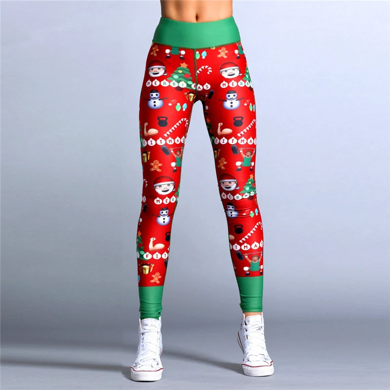 

2019 Pants Print High Waist Sport Christmas Athletic Gym Clothing Fitness Women Tight Jogging Yoga Leggings