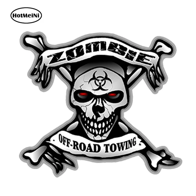 Cheap HotMeiNi Car Accessories  Zombie Off Road Towing Skull Bone Decals Bio Hazard Funny 3D Car Sticker Waterproof Bumper 13x12cm