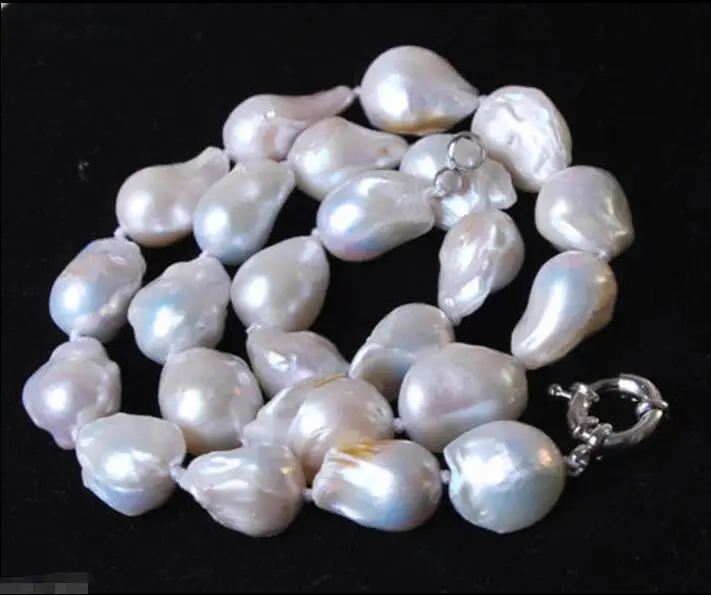 

FREE SHIPPING>>>@@ > Hot sale new Style >>>>>Fashion Unique 14X18mm Genuine White Akoya Baroque Pearl Necklace 18