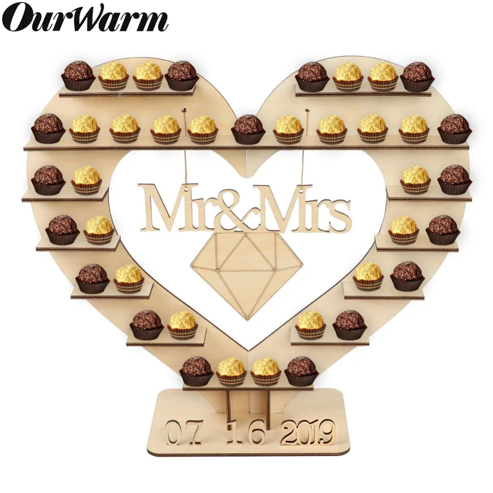 OurWarm Mr And Mrs шоколадный дисплей сердце подставка из дерева свадебные украшения стола центральный Rocher стенд день рождения товары для вечеринок