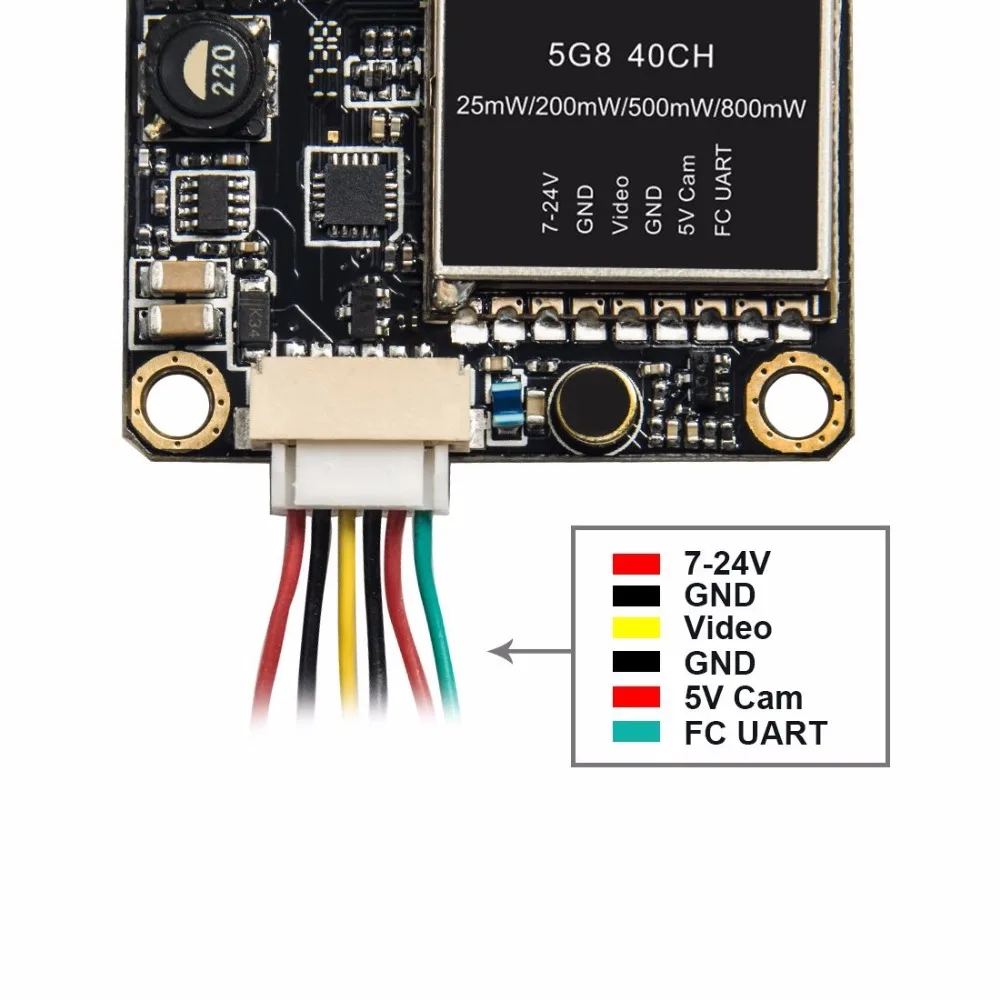 АКК FX2 5,8 ГГц 0,01/25/200/500/800 МВт 40CH переключаемый передатчик FPV с UART Поддержка серверный компьютером с экранным меню настройки по Betaflight Fligh