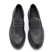 Классический толстым дном Ручной удобные мокасины Черный неподдельной кожи поскользнуться на оксфорды мужская повседневная открытый обувь size45