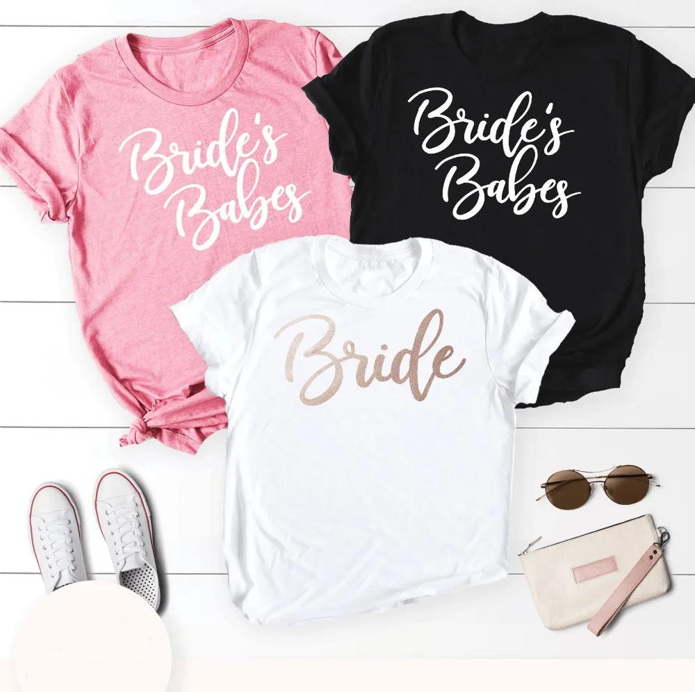 

Bride's Babes bride Bachelorette Party T-shirt graphic Bridesmaid Gift Tumblr Grunge women camisetas street style tee shirts top