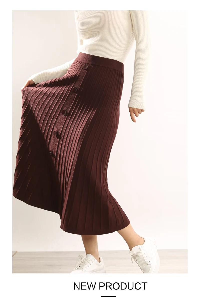 Smpevrg осенне-зимняя трикотажная Женская юбка, длинная стильная эластичная юбка трапециевидной формы с высокой талией, Женская Офисная трикотажная юбка в стиле ампир