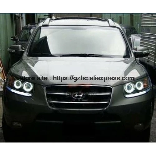 Для hyundai Santa Fe santafe 2007-2012 ультра яркий дневной светильник DRL CCFL ангельские глазки демон глаза комплект Теплый Белый Halo Кольцо