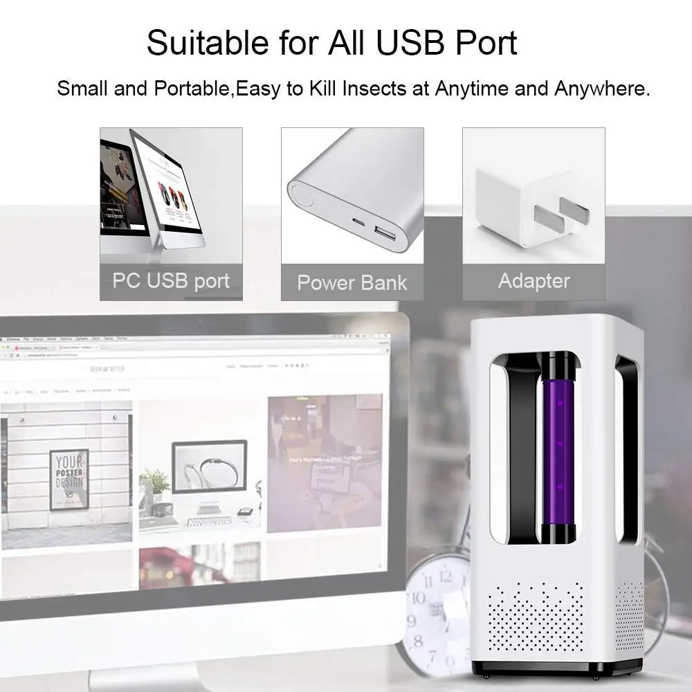 Новое обновление USB лампы против насекомых мухловушка лампа насекомых Репеллент электроубойка комаров домашняя гостиная борьба с вредителями
