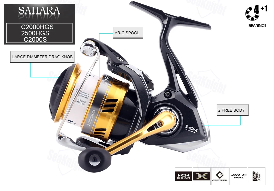 SHIMANO оригинальная SAHARA FI C2000HGS 2500HGS C2000S спиннинговая Рыболовная катушка 5BB x-корабль соленое мелководье катушка Рыболовная катушка, снасти