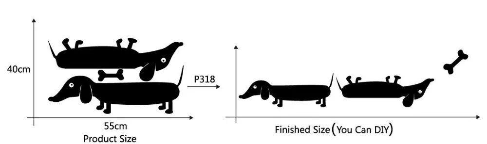 Набор из двух колбасных собак стикер на стену такса виниловая переводка художественный стикер