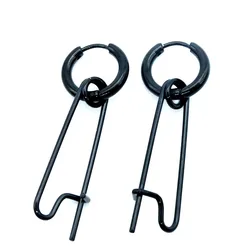 1Pair Safety Pin Shape Earring Punk Style Cool Men Hoop Earring Fashion Unique Safety Pin Hoop Earring For Women