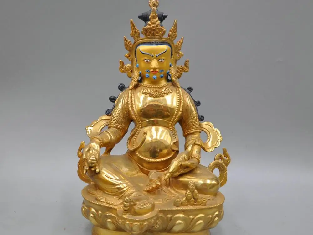 

12'' China Tibet Yellow Jambhala Buddha Bronze Statue