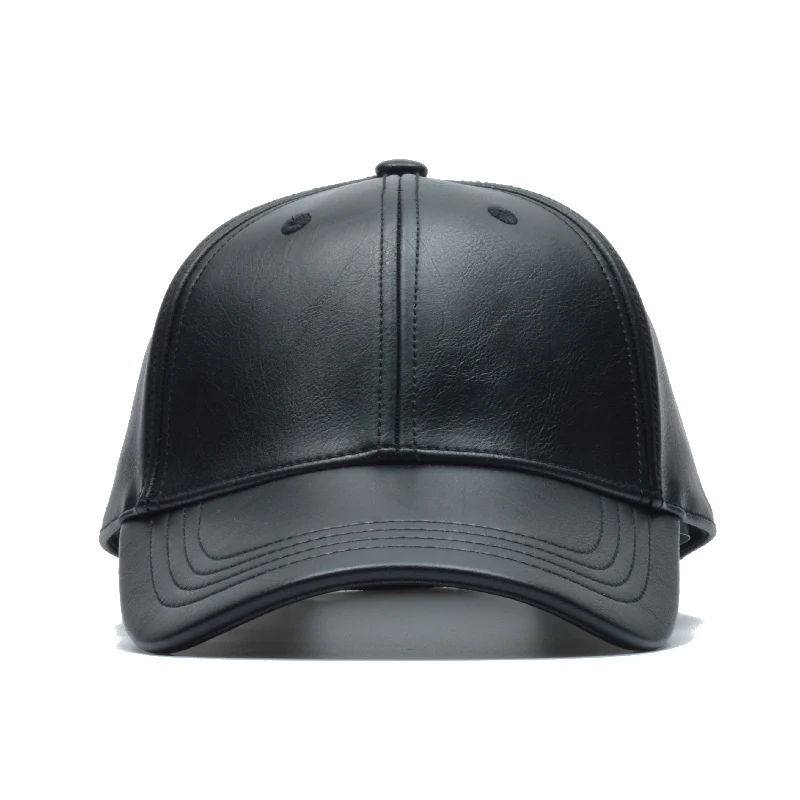 Мужская однотонная кожаная Бейсболка [NORTHWOOD] брендовая теплая Черная кепка Snapback