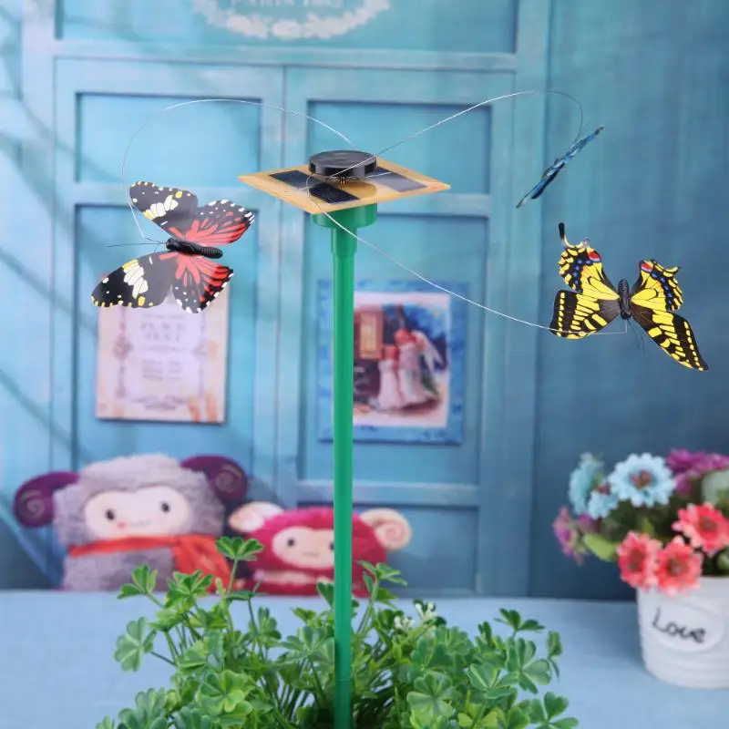 Вибрация на солнечных батареях танцы порхающая Летающая Игрушка Бабочка Искусство домашний сад двор украшения