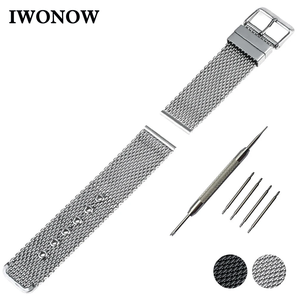 Stainless Steel Watch Band 20mm 22mm 24mm Universal Watchband Pin