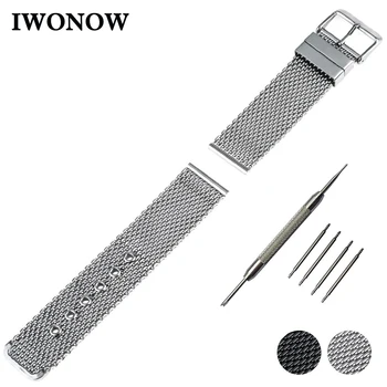 

Stainless Steel Watch Band 20mm 22mm 24mm Universal Watchband Pin Buckle Strap Wrist Belt Bracelet Black Silver + Spring Bar