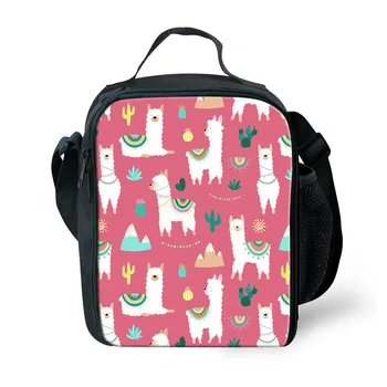 

ThiKin 2019 Fashion 3D Alpaca Print Children Lunch Bag Insulated Cooler Students Meal Bag Insulated Portable Women Lunchbox