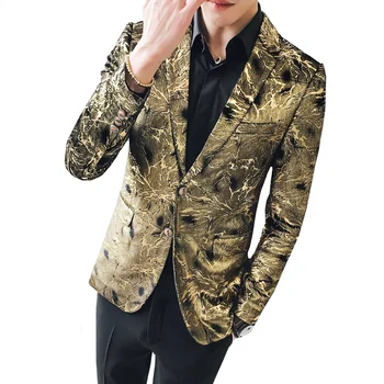 

Men's Floral Party Stage Suits Jacket Stylish Gold silver Blazer Singer Dancer High Quality Wedding Stage performance clothing