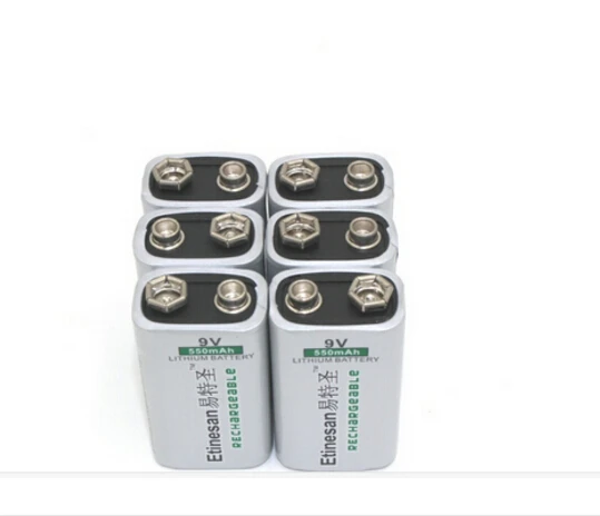 Meilleur 6 pcs ETINESAN 550 mAh 9 v li ion Rechargeable Batterie orn, ventilateur, écouteur, téléphone, microphone, clavier sans fil, souris, jouet