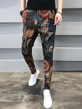 

2019 loose sports casual pants men's beam foot harem pants comics printed joggers pants mens hip hop casual streetwear