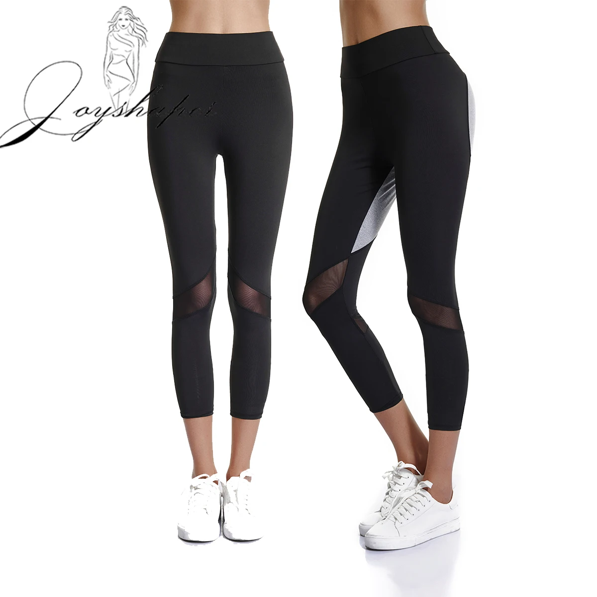 

Joyshaper Women High Waist Gym Trouser Mesh Casual Leggings Patchwork Legging with Heart Shape Fitness Running Sport Pant Black