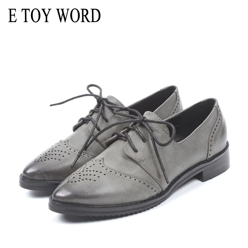 

E TOY WORD oxfords for women Spring Autumn Women Shoes Pointed Low-heeled Single Shoes Leisure Small Leather Shoes Retro British