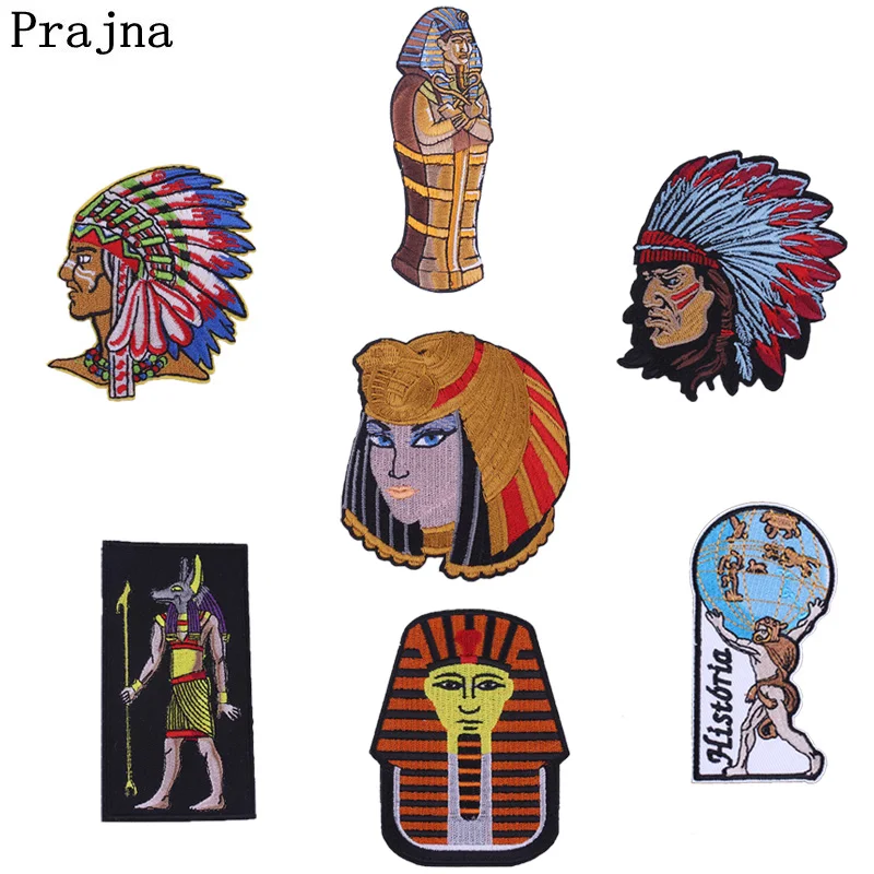 

Prajna Cartoon Egypt Pharaoh Cleopatra Sewing On Embroidery Patch Exquisite Iron On Patches For T-shirt Backpack DIY Strickers D