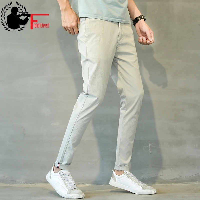 

Linen Pants Mens Lightweight Summer Slim Fit Stretch Men Clothes 2019 Korean Street Style Fashion Casual Skinny Trousers Male 38