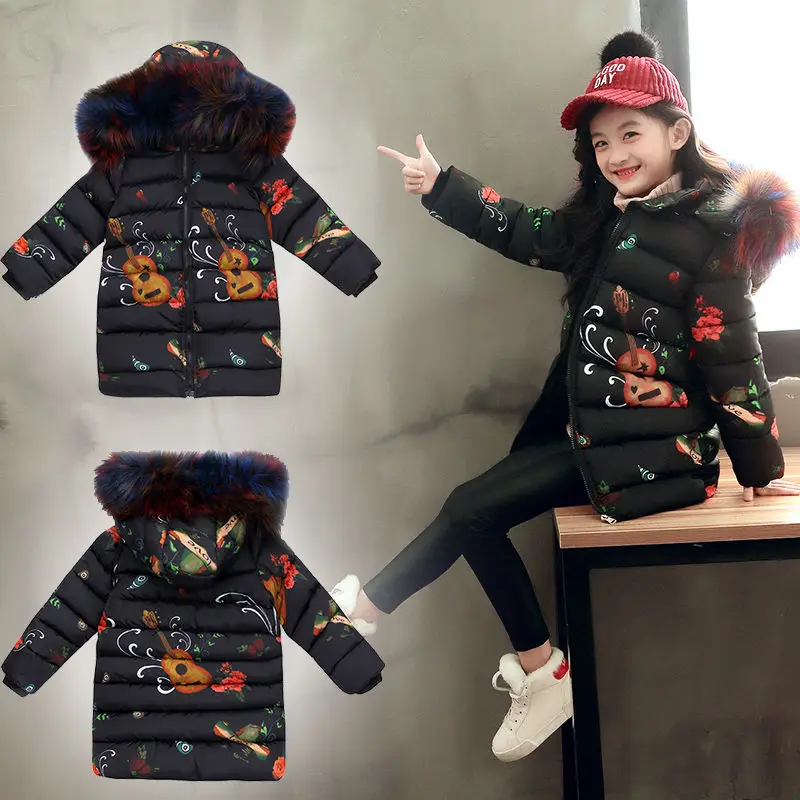 Fashion Children Jackets For Girls Teenage Russian Winter Coats Parkas For Girl Fur Hooded Outerwear Korean Kids Clothes