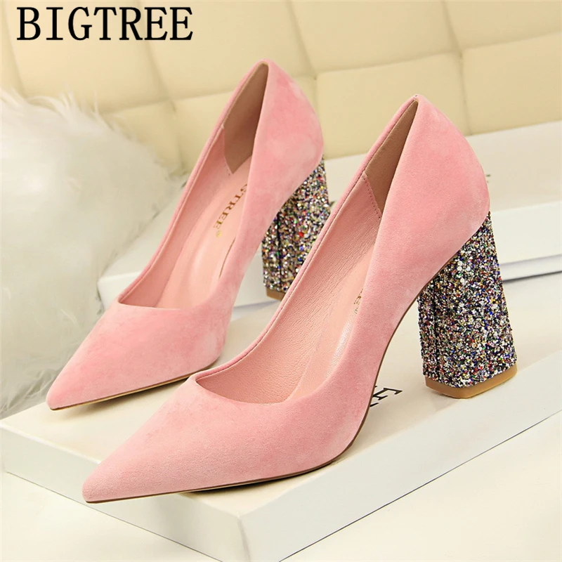 

dress shoes women thick heel evening shoes wedding heels bigtree shoes ladies pumps fetish high heels sexy sapatos feminino buty