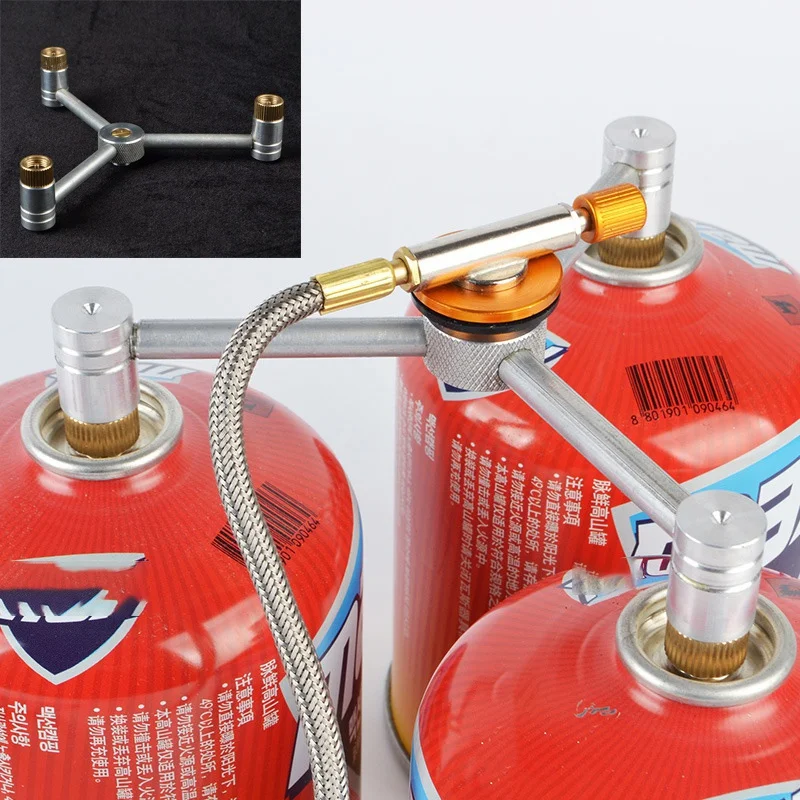 

3-1 Camping LPG Adapter 1L Propane Small Tank Input 230g/450g Alpine Flat Gas Tank Lindal Valve Output