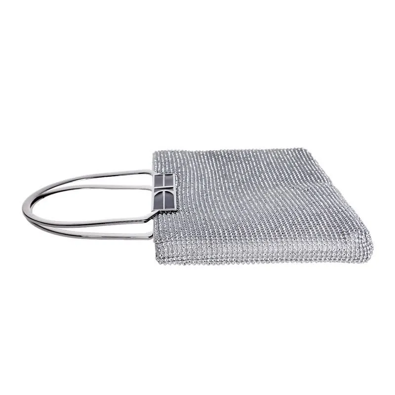 Luxy Moon Large Silver Evening Clutch Bags Side View