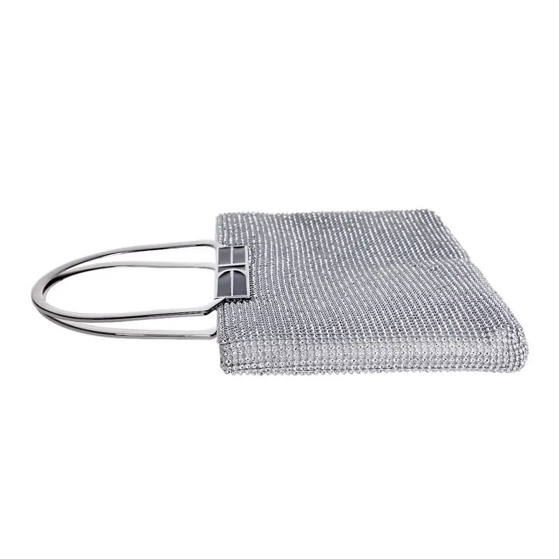 KDROR Large Silver Evening Clutch Bags Side View
