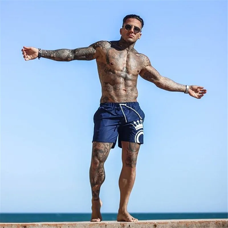 Men Surf Board Quickk Dry Beach Shorts Elastic Waist Bottoms Printing Swimming Boardshorts 2019 Bermuda Swimwear Shorts Men