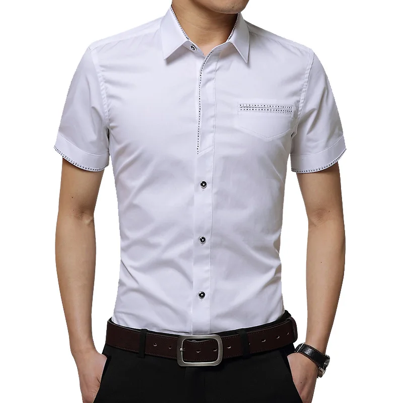 

2019 New Summer Trend Fashion Men's Casual Shirt Cotton Casual Shirt Men Short Sleeve Breathable Work Dress Shirts Men