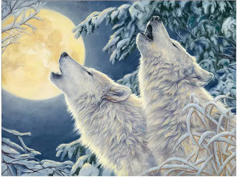 

Custom photo 3d room wallpaper Non-woven mural The white Wolf in the moonlight painting 3d wall murals wallpaper for walls 3d